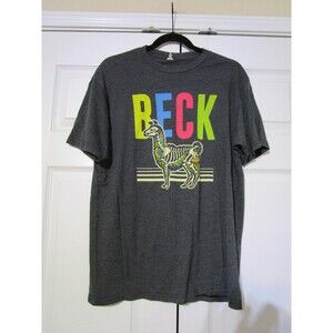 Beck Shirt Mens Large Gray Band Tour Concert Tee Skeleton Llama Graphic Rock